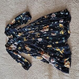 Indigo Rose Black Floral Wrap Dress Petite Small